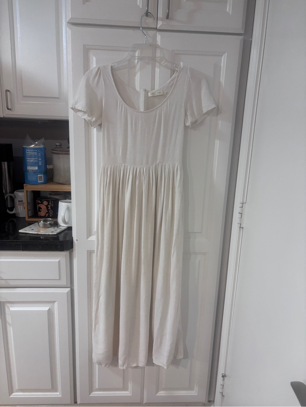 Christy Dawn Cream Short-Sleeve Scoop-Neck Maxi Dress